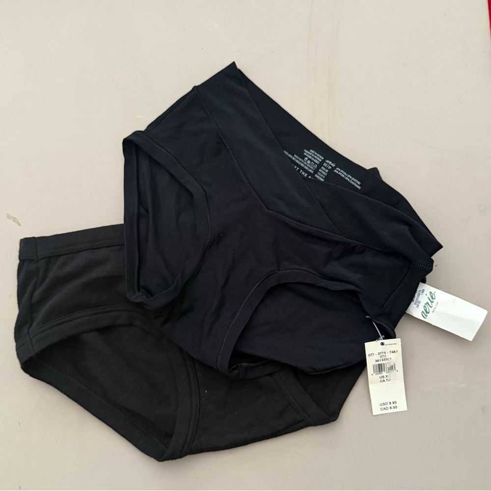 Aerie Intimates Boyfriend Brief 2 Pack Panties XS Black